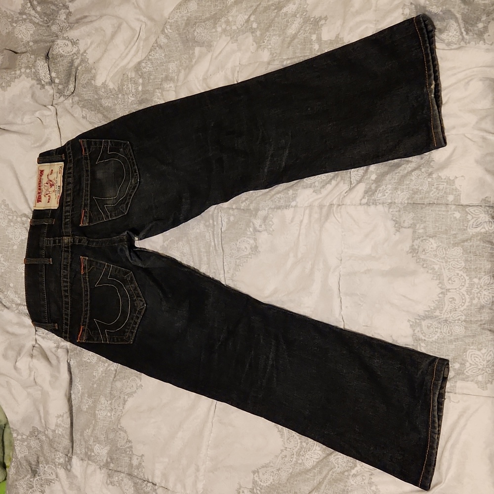 True Religion Logan Straight Leg Dark Blue Jeans Vintage Y2K